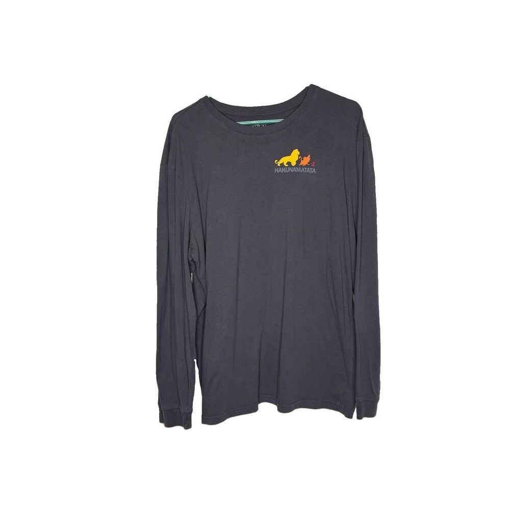 The Lion King Hakuna Matata Disney Gray Graphic T Shirt Long Sleeve size XL